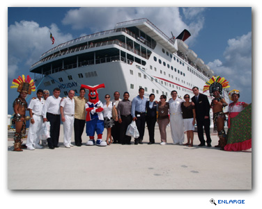 The 46,000-ton Holiday became the first Carnival Cruise Lines ship to resume port calls to Mexico when it visited Cozumel this weekend, part of a four-day voyage that departed Mobile, Ala., on Thursday.
