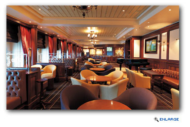 The new design retains the British pub atmosphere with warm colours and plush seating in keeping with the same venues aboard sister ships Queen Victoria and Queen Elizabeth.