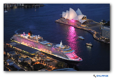 History was made in Sydney last week when, in a world first, Cunard Line's Queen Victoria was illuminated in pink while berthed at Sydney's Circular Quay.