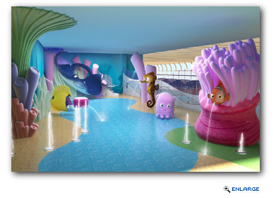 An elaborately themed interactive sports deck, whimsical water play area, and relaxing poolside oasis for adults join the first-ever shipboard water coaster � AquaDuck � to provide fun in the sun for guests sailing on the newest Disney Cruise Line ship, the Disney Dream.