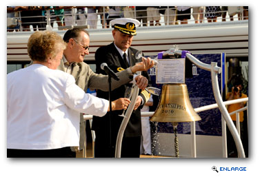 The blessing of the ship's bell is a Holland America Line tradition when welcoming a new ship to the fleet.