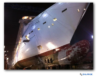 P&O Cruises welcomed Oriana back into Southampton today after a month-long dry dock refurbishment which transformed the ship so it is exclusively for adults.