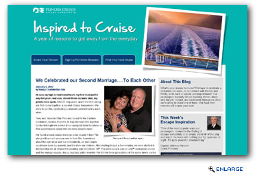 Princess Cruises announced this week that it was launching yet another blog. This one will be called Inspired to Cruise A Year of Reasons to Get Away From the Everyday