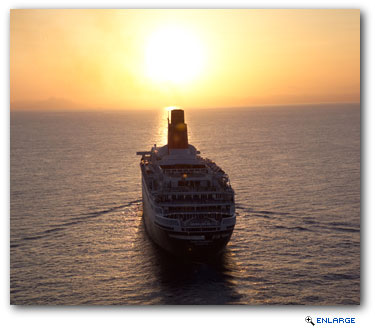 Cunard's QE2 bid farewell to America today in a poignant celebration befitting the company's longest serving liner, recognized as the most famous ship in the world.