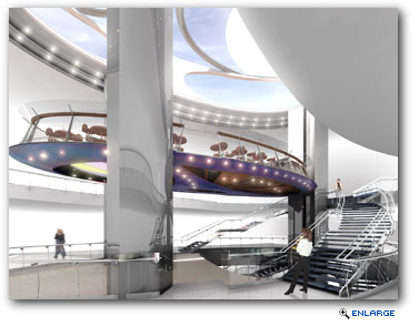 Rising Tide will span three decks and allow cruisers to enjoy a cocktail as they slowly ascend into Central Park and then descend back into the public spaces below