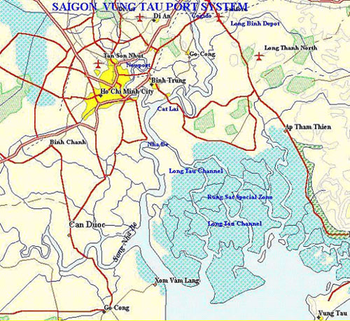 mekong river map. Map of Saigon Vung Tau Port